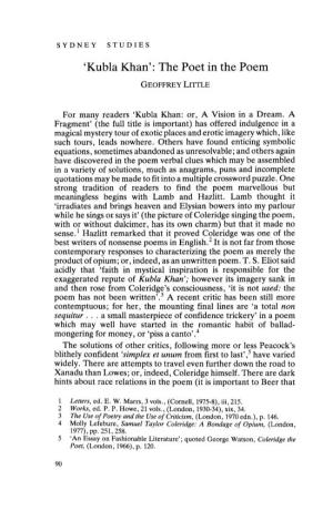 Kubla Khan': the Poet in the Poem
