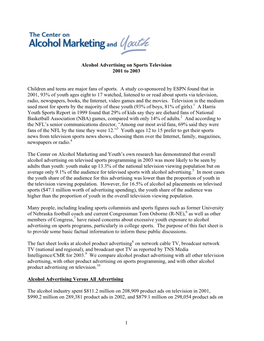 Alcohol Advertising and Sports TV