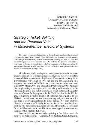 Strategic Ticket Splitting and the Personal Vote in Mixed-Member Electoral Systems