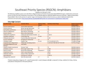 Southeast Priority Species (RSGCN): Amphibians