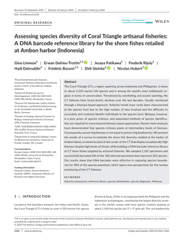 Assessing Species Diversity of Coral Triangle Artisanal Fisheries: a DNA Barcode Reference Library for the Shore Fishes Retailed at Ambon Harbor (Indonesia)