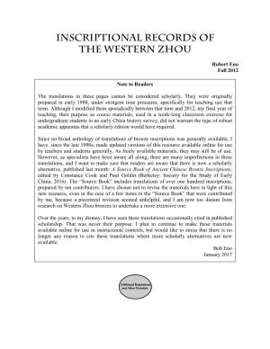 Inscriptional Records of the Western Zhou