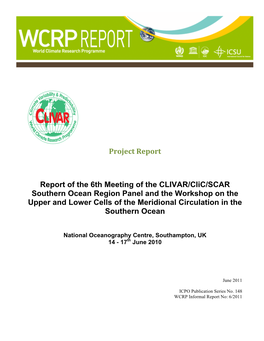Report of the 6Th Meeting of the CLIVAR/Clic/SCAR Southern