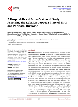 A Hospital-Based Cross-Sectional Study Assessing the Relation Between Time of Birth and Perinatal Outcome