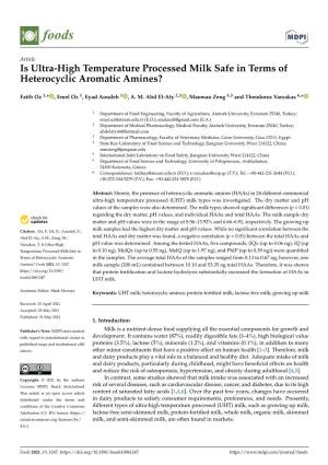 Is Ultra-High Temperature Processed Milk Safe in Terms of Heterocyclic Aromatic Amines?