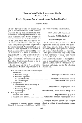 Notes on Indo-Pacific Scleractinian Corals Parts I and II Part 1