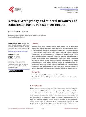 Revised Stratigraphy and Mineral Resources of Balochistan Basin, Pakistan: an Update