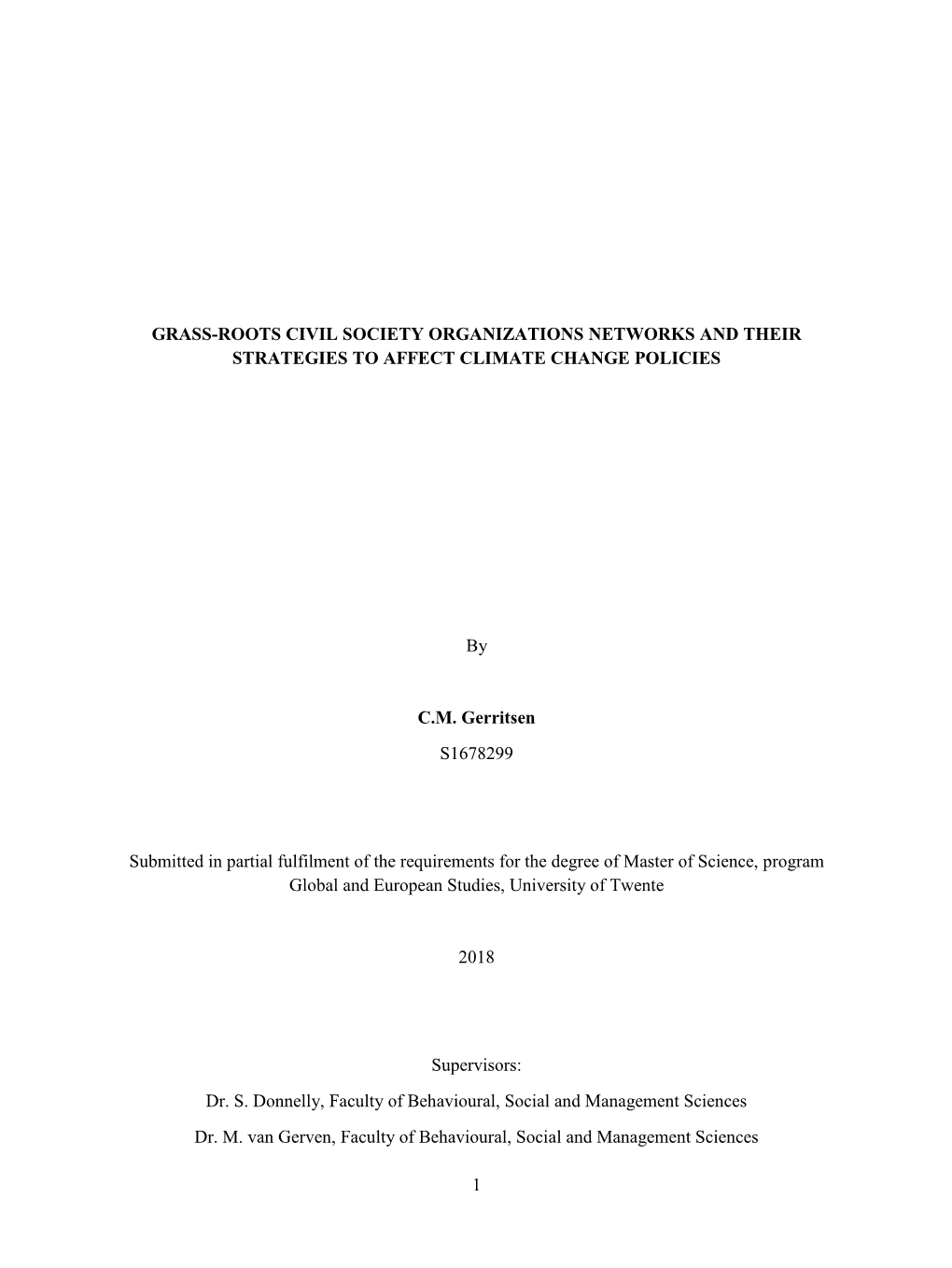 Grass-Roots Civil Society Organizations Networks and Their Strategies to Affect Climate Change Policies