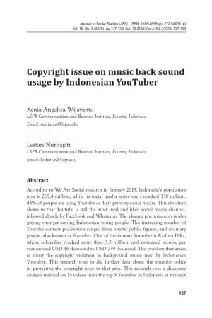 Copyright Issue on Music Back Sound Usage by Indonesian Youtuber