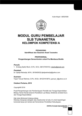 Modul Guru Pembelajar Slb Tunanetra Kelompok Kompetensi A