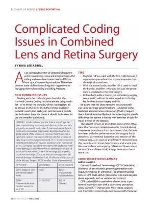 Complicated Coding Issues in Combined Lens and Retina Surgery by Riva Lee Asbell