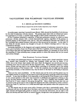 Valvulotomy for Pulmonary Valvular.Stenosis by R