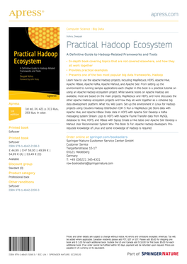Practical Hadoop Ecosystem a Definitive Guide to Hadoop-Related Frameworks and Tools