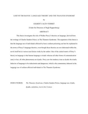 Lost in the Bayou: Language Theory and the Thanatos Syndrome