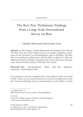 The Rest Test: Preliminary Findings from a Large-Scale International Survey on Rest