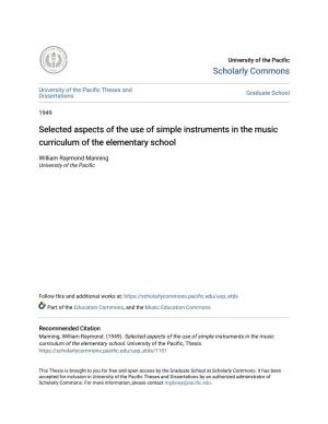 Selected Aspects of the Use of Simple Instruments in the Music Curriculum of the Elementary School