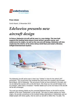Edelweiss Presents New Aircraft Design