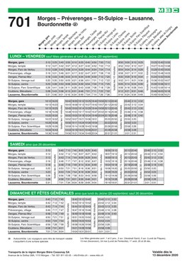 Morges – Préverenges – St-Sulpice – Lausanne, 701 Bourdonnette