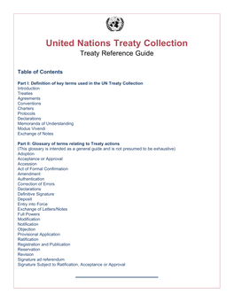 United Nations Treaty Collection Treaty Reference Guide