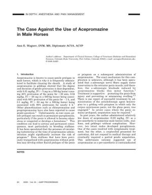 The Case Against the Use of Acepromazine in Male Horses