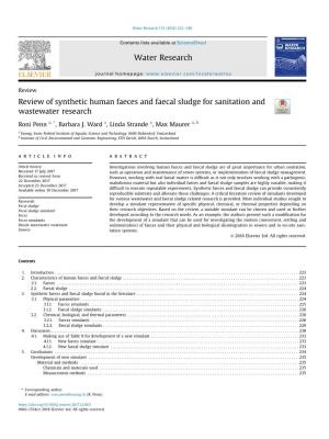 Review of Synthetic Human Faeces and Faecal Sludge for Sanitation and Wastewater Research