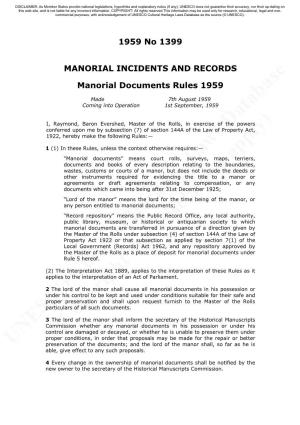 Manorial Documents Rules 1959