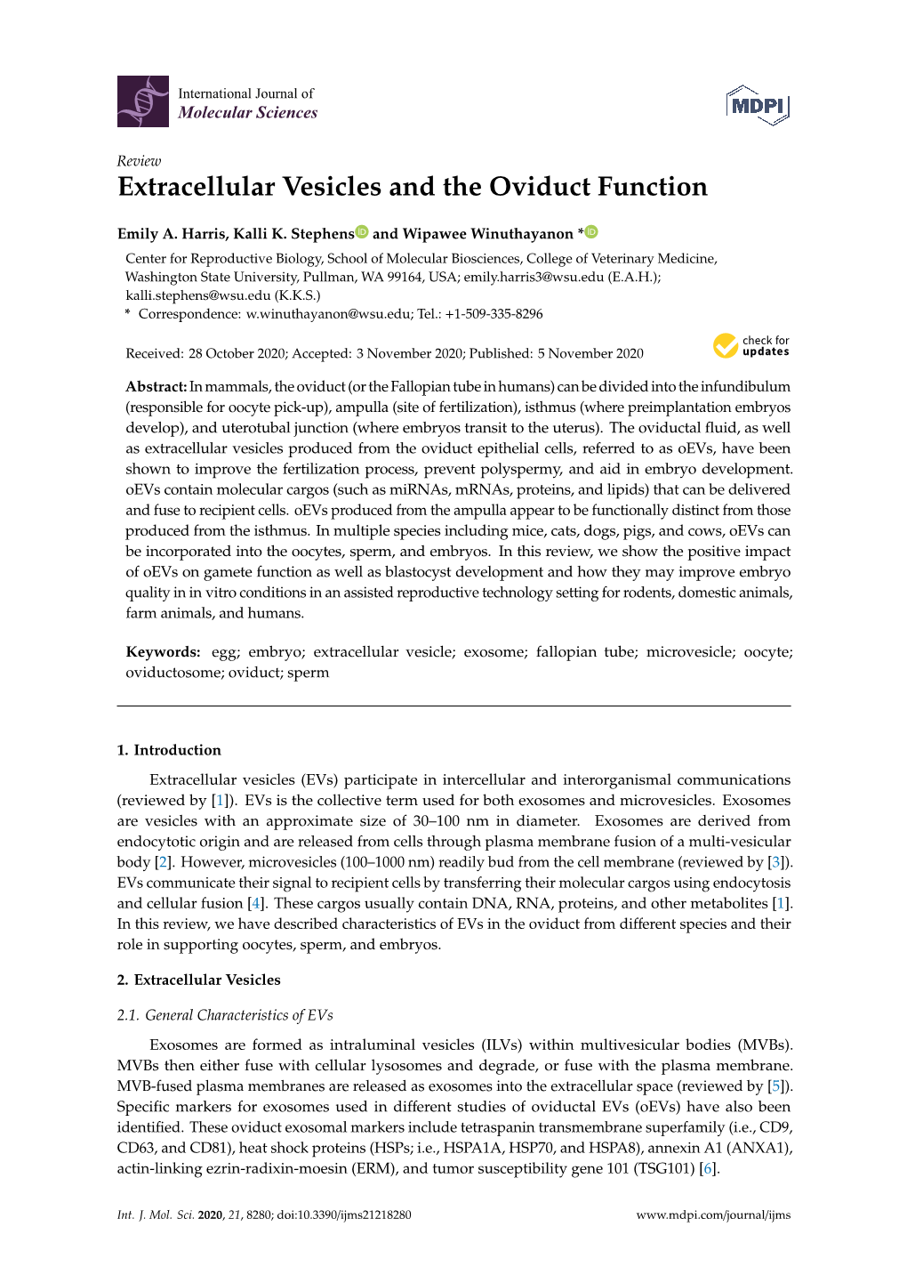 Extracellular Vesicles and the Oviduct Function