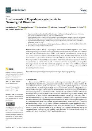 Involvements of Hyperhomocysteinemia in Neurological Disorders