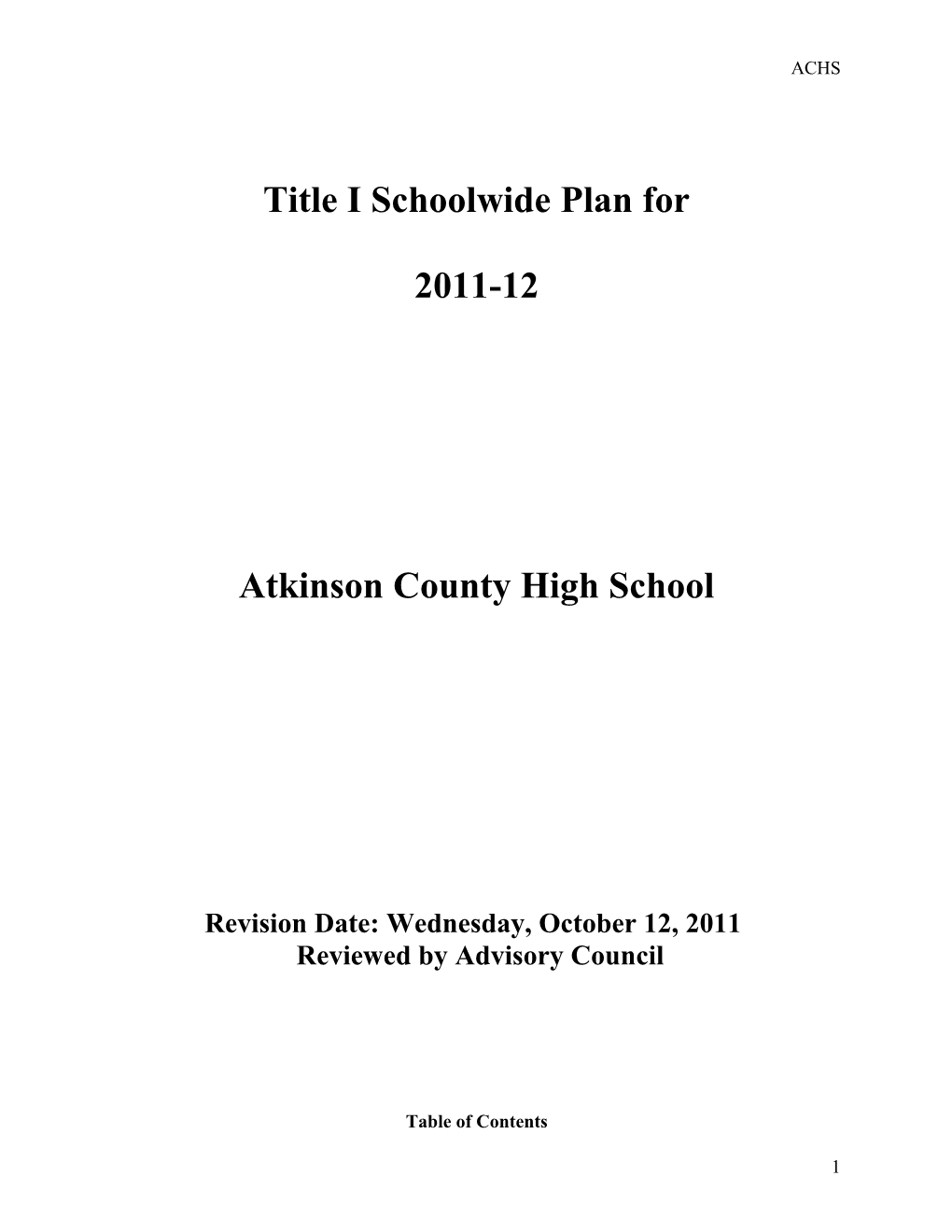 General Directions for Writing/Updating Schoolwide Plans