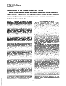 Leukotrienes in the Rat Central Nervous System