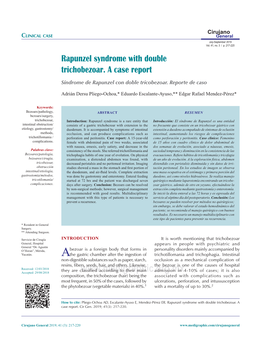 Rapunzel Syndrome with Double Trichobezoar. a Case Report