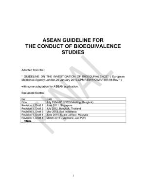Asean Guideline for the Conduct of Bioequivalence Studies