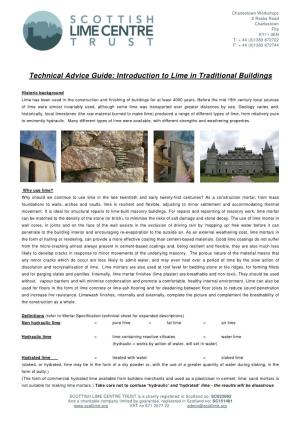 Technical Advice Guide: Introduction to Lime in Traditional Buildings