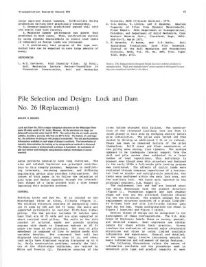 Pile Selection and Design: Lock and Dam No. 26 (Replacement)