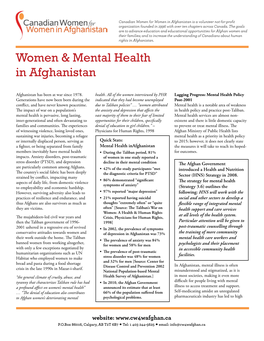 Women & Mental Health in Afghanistan