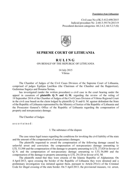 Supreme Court of Lithuania Ruling