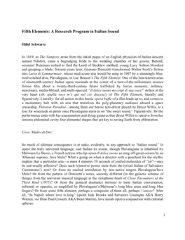 Fifth Elements: a Research Program in Italian Sound