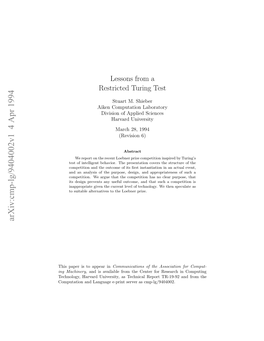 Lessons from a Restricted Turing Test