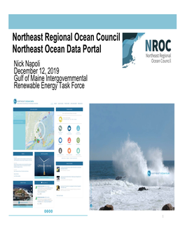 Northeast Regional Ocean Council Northeast Ocean Data Portal Nick Napoli December 12, 2019 Gulf of Maine Intergovernmental Renewable Energy Task Force