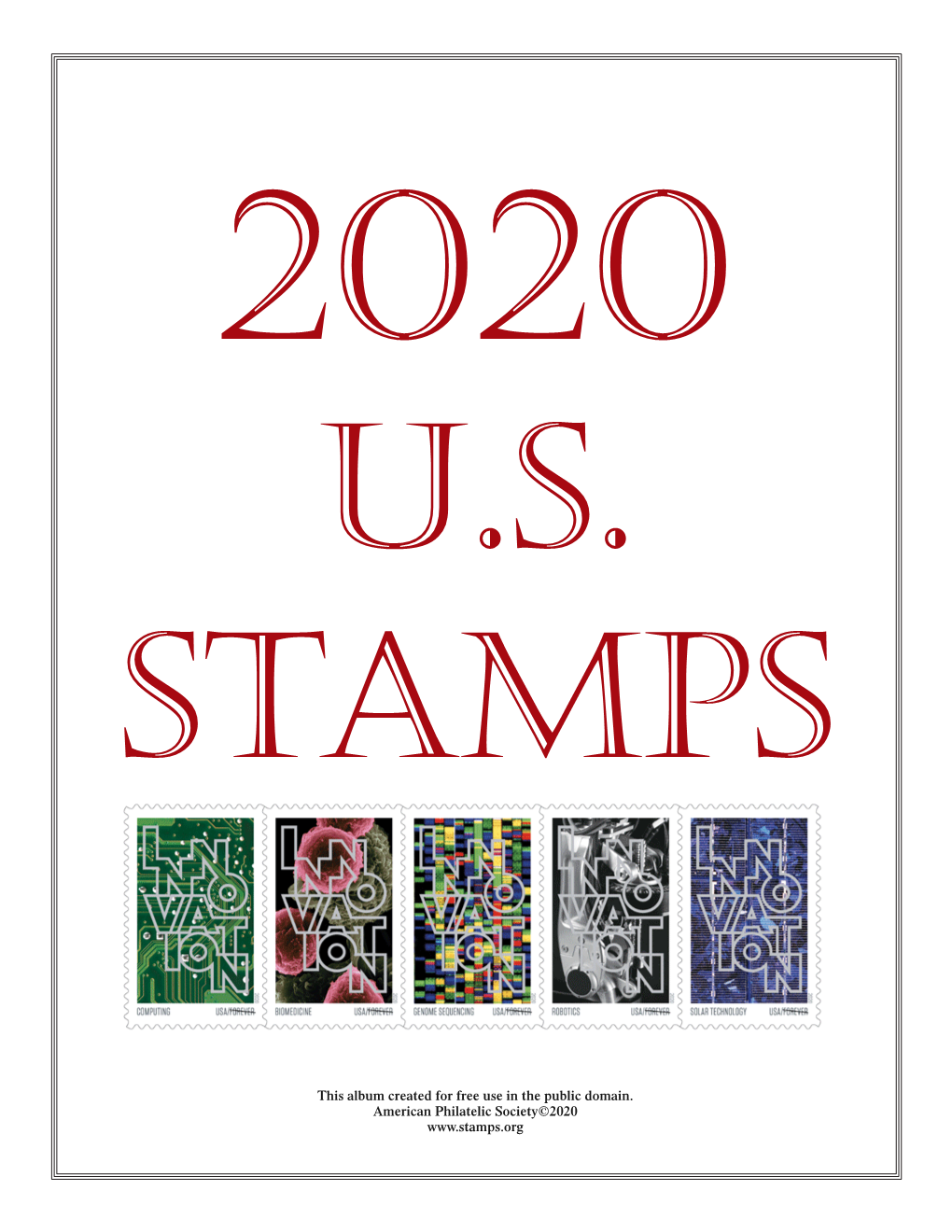 This Album Created for Free Use in the Public Domain. American Philatelic Society©2020