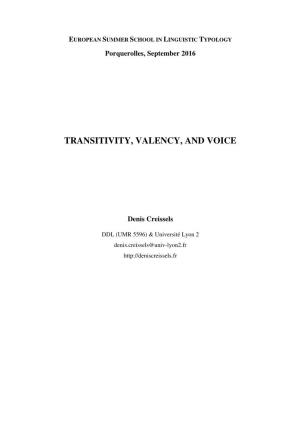 Transitivity, Valency, and Voice