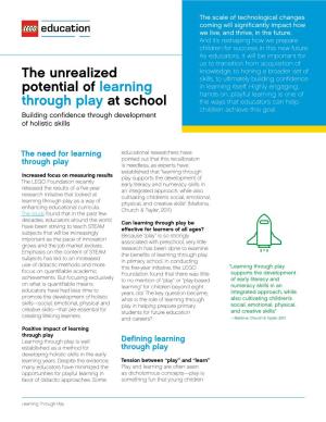The Unrealized Potential of Learning Through Play at School