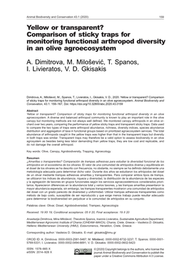 Yellow Or Transparent? Comparison of Sticky Traps for Monitoring Functional Arthropod Diversity in an Olive Agroecosystem