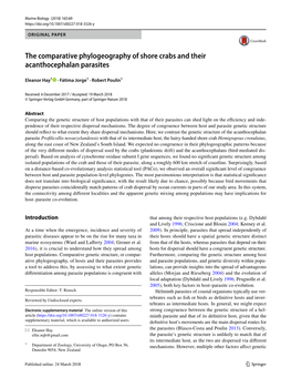 The Comparative Phylogeography of Shore Crabs and Their Acanthocephalan Parasites