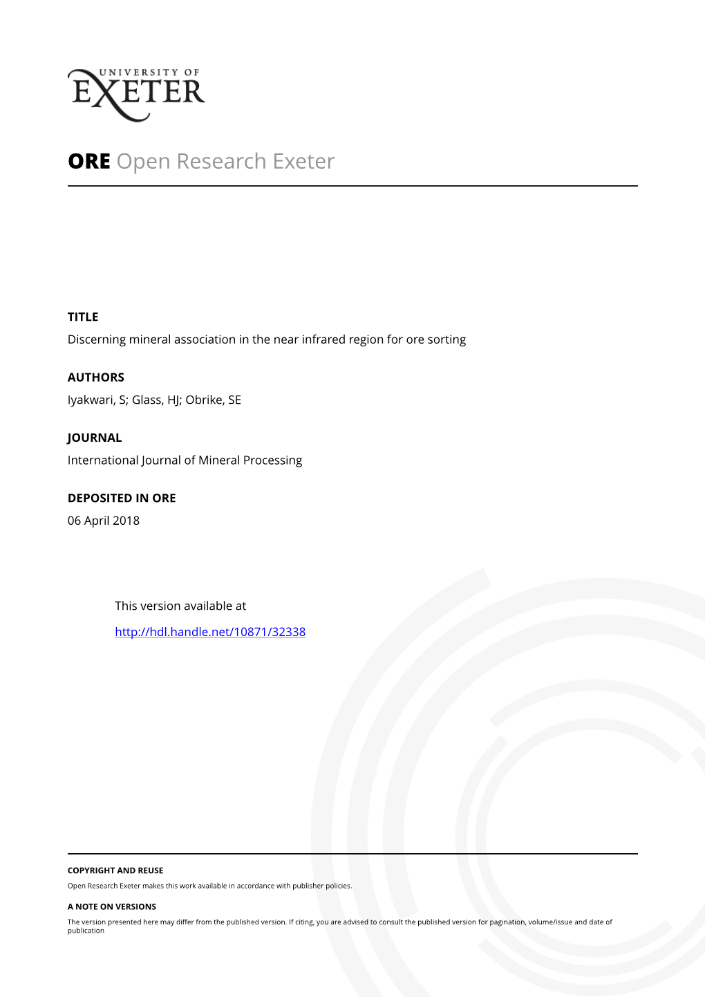 Discerning Mineral Association in the Near Infrared Region for Ore Sorting