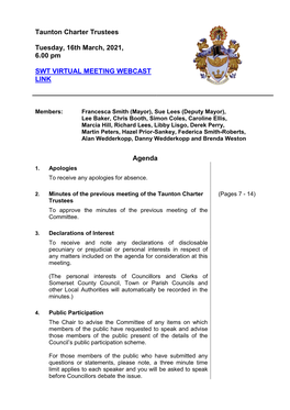 (Public Pack)Agenda Document for Taunton Charter Trustees, 16/03