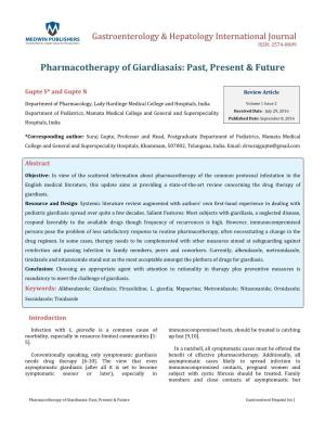 Pharmacotherapy of Giardiasais: Past, Present & Future