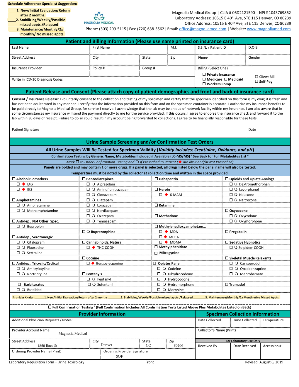 Patient and Billing Information (Please Use Name Printed on Insurance Card) Last Name First Name M.I