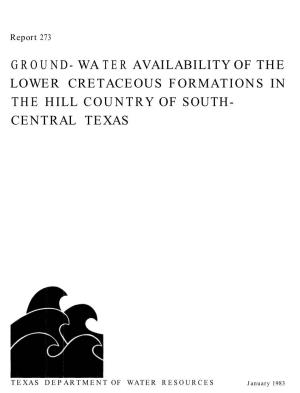 Ground-Water Availability of the Lower Cretaceous Formations in the Hill