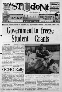 Government to Freeze Student Grants